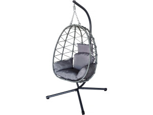 Rattanowy fotel "jajo" Cosi - 99 x 92 x 194 cm - Szary