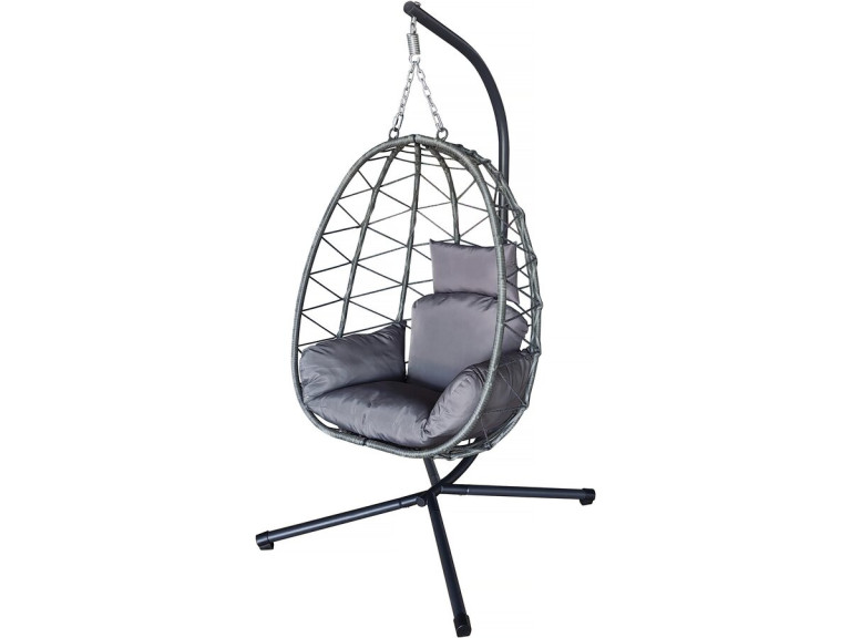 Rattanowy fotel "jajo" Cosi - 99 x 92 x 194 cm - Szary