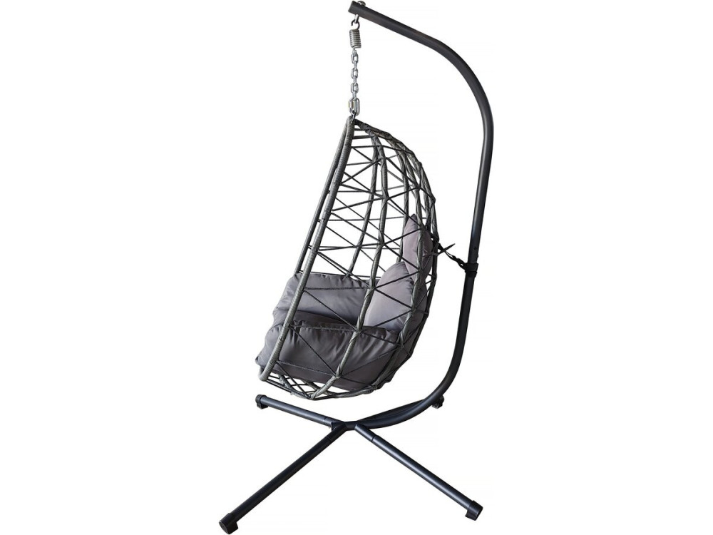 Rattanowy fotel "jajo" Cosi - 99 x 92 x 194 cm - Szary