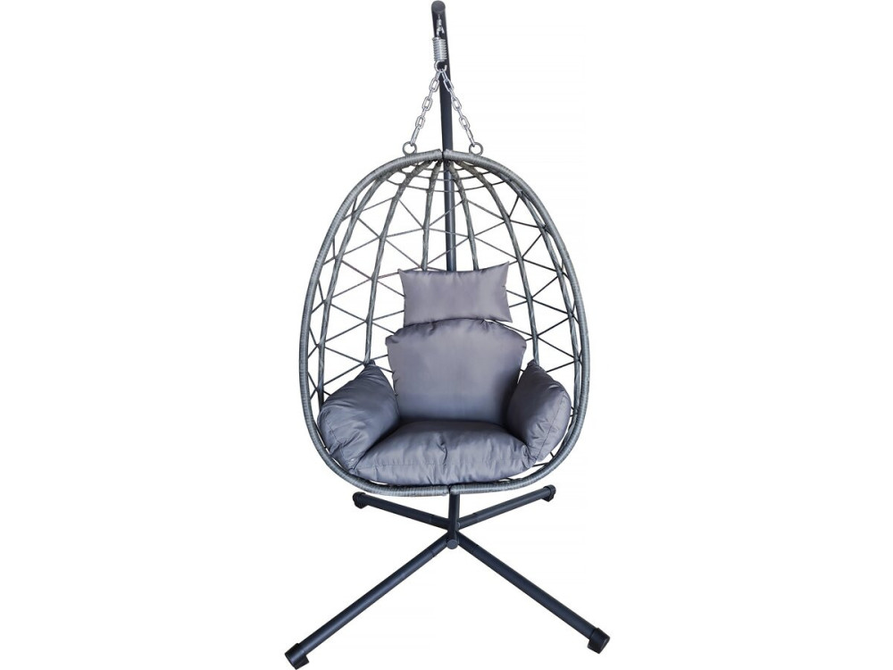 Rattanowy fotel "jajo" Cosi - 99 x 92 x 194 cm - Szary