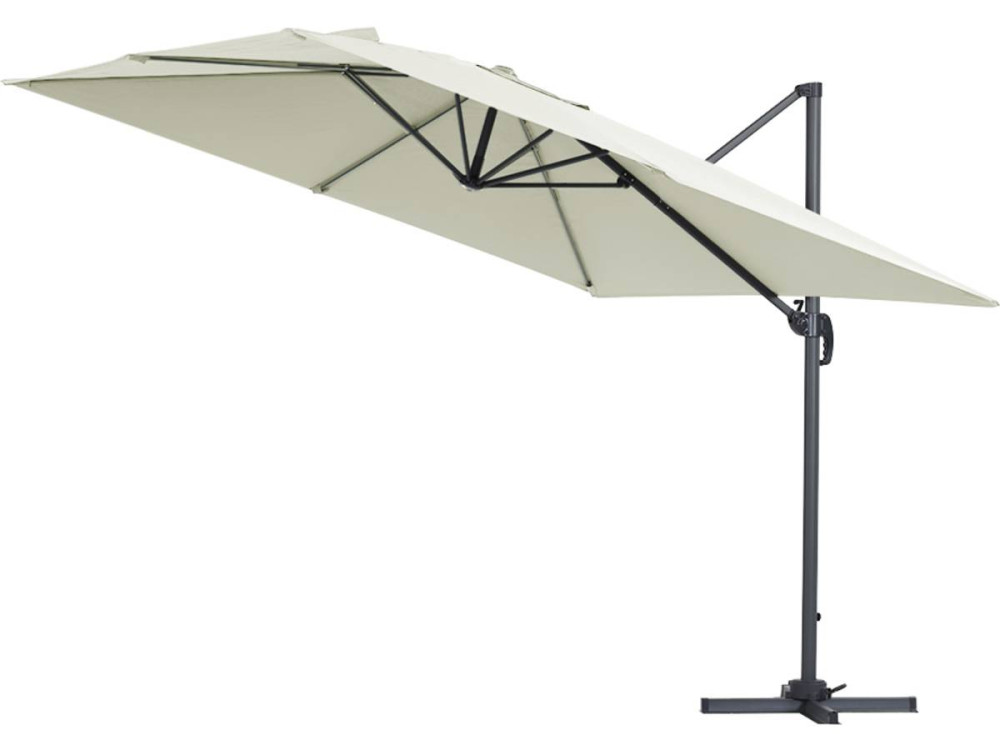 Parasol ogrodowy "Sun 3" z boczną nogą - Aluminium - Kwadratowy - 3 x 3 m - Ecru + Pokrowiec zabezpieczający