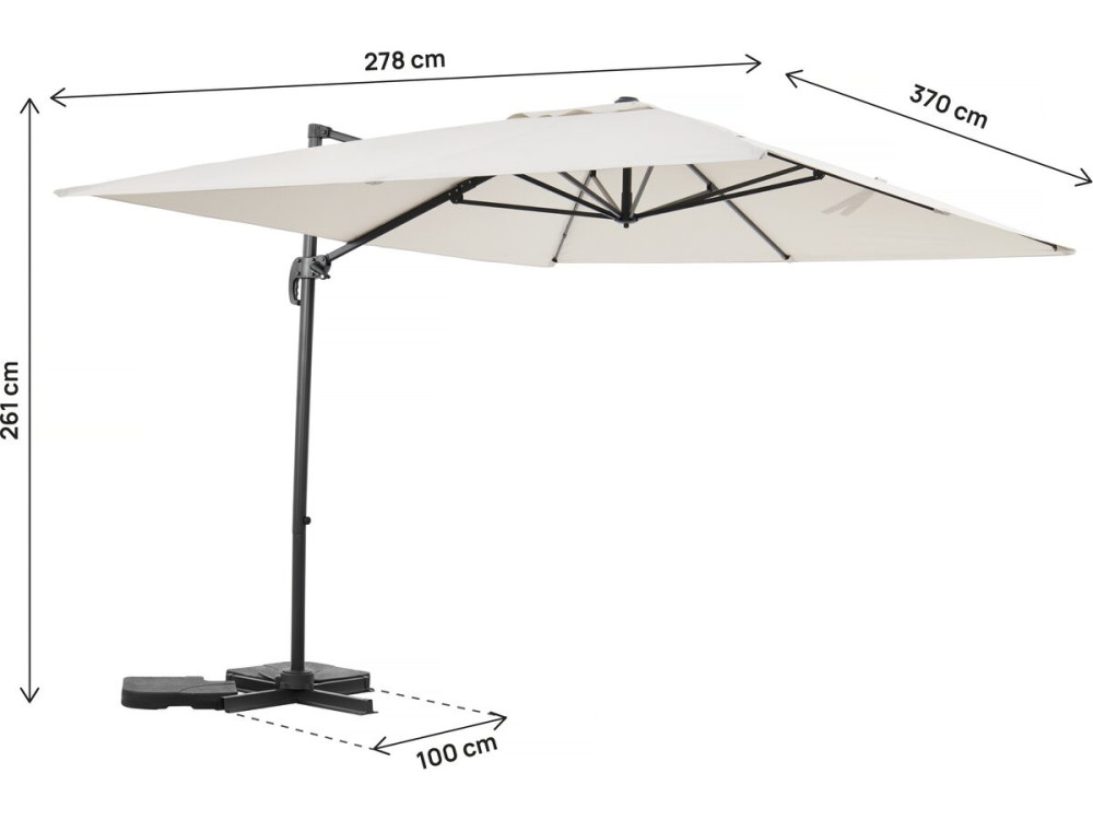 Aluminiowy parasol ogrodowy Sky 4" offset - 3 x 4 m - Ecru