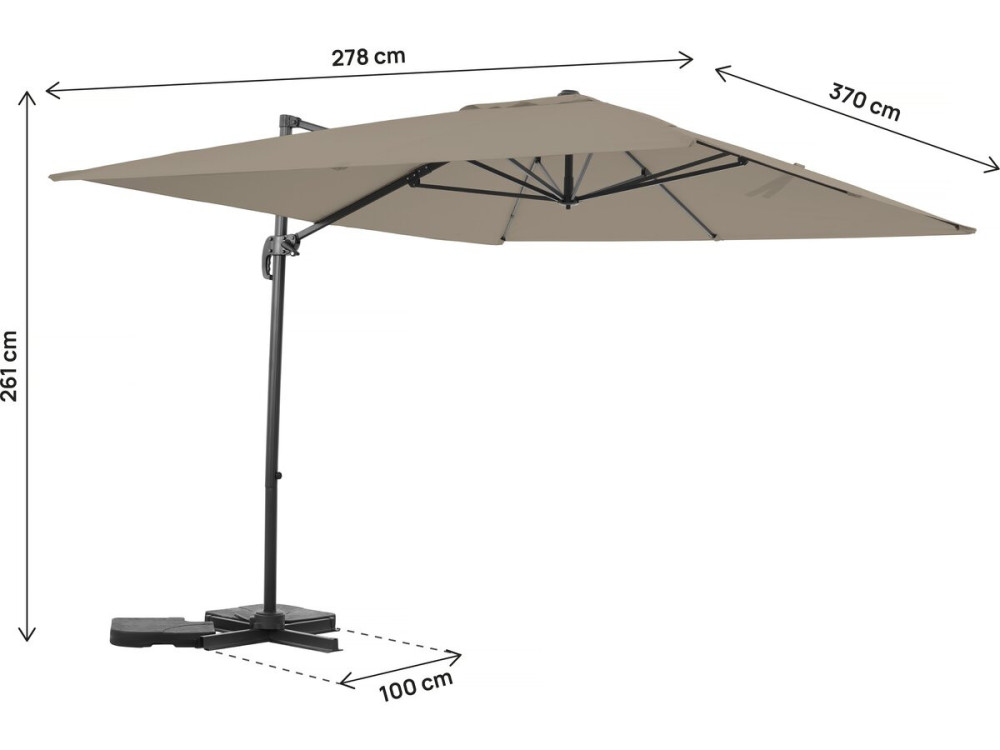 Aluminiowy parasol ogrodowy Sky 4" - 3 x 4 m - Taupe