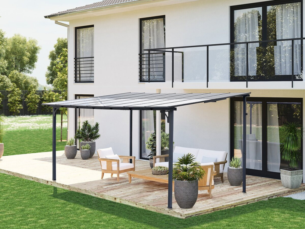 Pergola przysufitowa "Marvin" - 4 x 3 m - 423 x 298 x 243 cm - Ciemnoszara