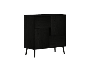Drewniana szafka wielofunkcyjna "Darien" - 76,5 x 35 x 79,5 cm - Czarne drewno