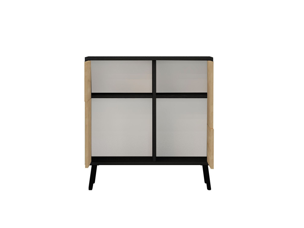 Drewniana szafka wielofunkcyjna "Darien" - 76,5 x 35 x 79,5 cm - Czarne drewno