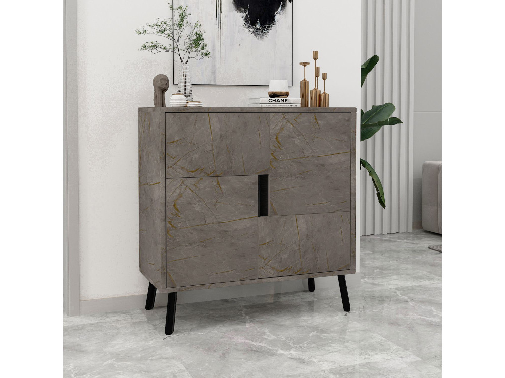 Drewniana szafka wielofunkcyjna "Darien" - 76,5 x 35 x 79,5 cm - Marmur