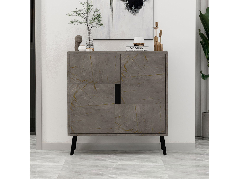 Drewniana szafka wielofunkcyjna "Darien" - 76,5 x 35 x 79,5 cm - Marmur