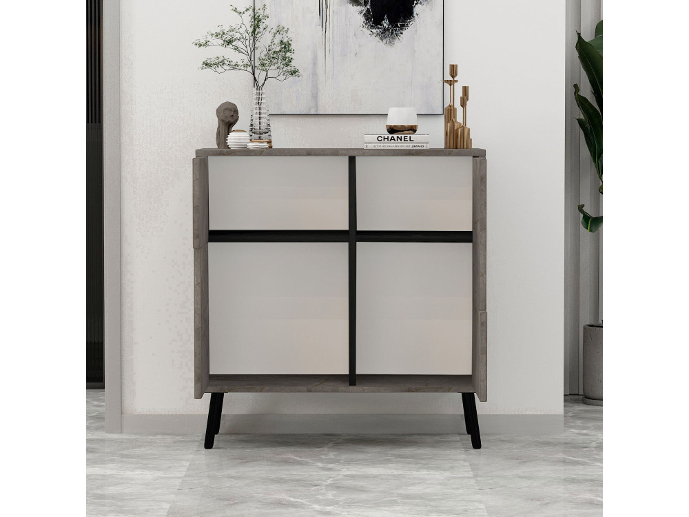 Drewniana szafka wielofunkcyjna "Darien" - 76,5 x 35 x 79,5 cm - Marmur