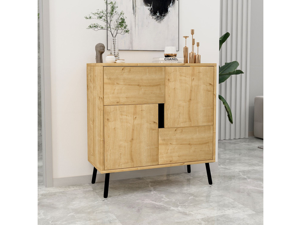 Drewniany kredens "Darien" - 76 x 35 x 79 cm - Beżowy