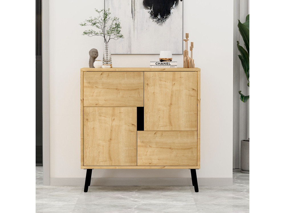 Drewniany kredens "Darien" - 76 x 35 x 79 cm - Beżowy