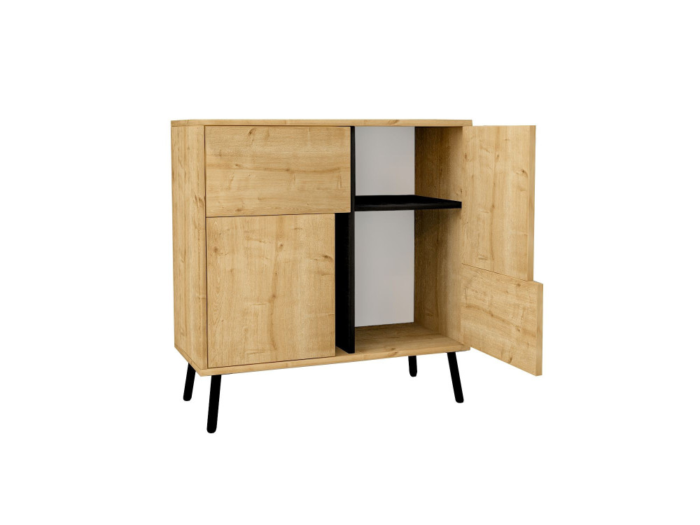 Drewniany kredens "Darien" - 76 x 35 x 79 cm - Beżowy