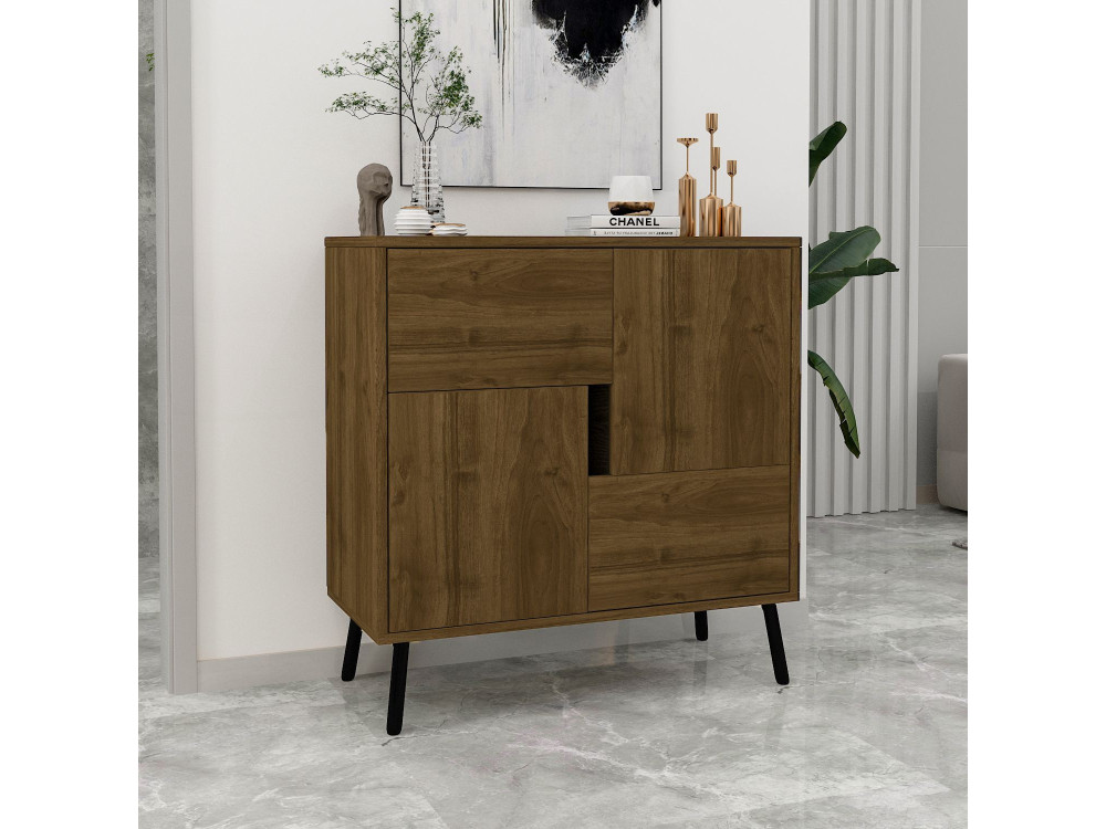Drewniany kredens "Darien" - 76 x 35 x 79 cm - Brązowy