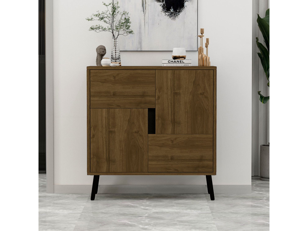 Drewniany kredens "Darien" - 76 x 35 x 79 cm - Brązowy