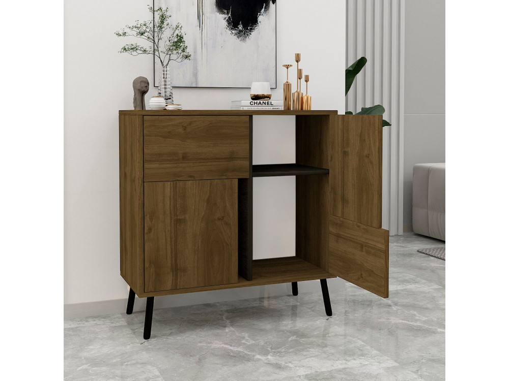 Drewniany kredens "Darien" - 76 x 35 x 79 cm - Brązowy