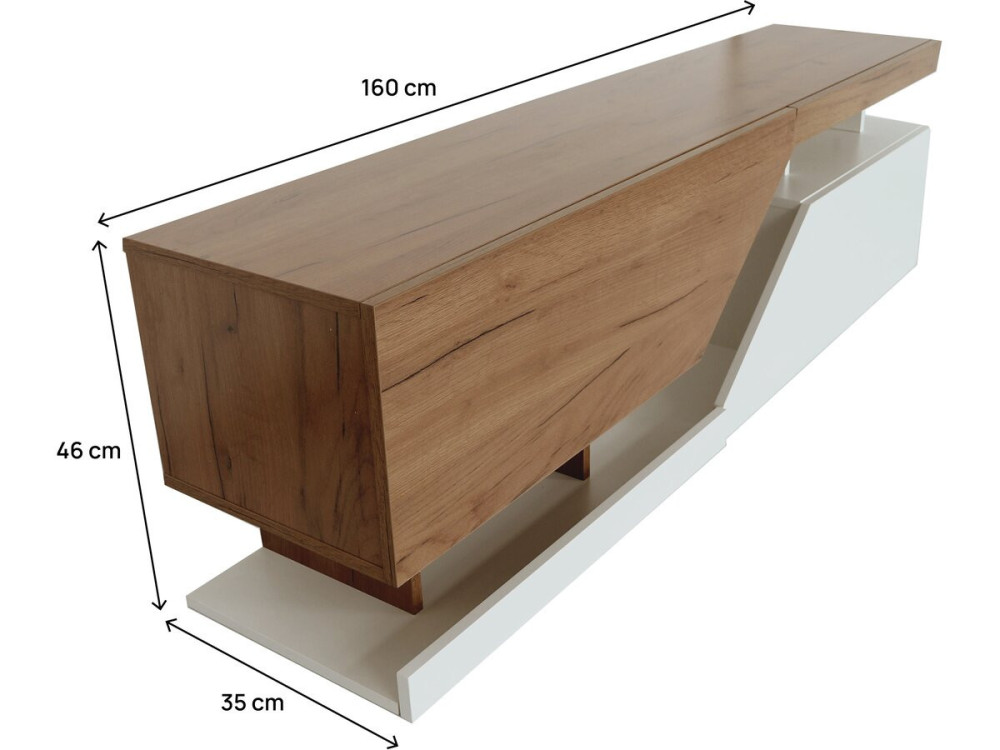 Szafka RTV „Ceelias” - 160 x 35 x 46 cm - Bialy/Ciemnobrazowy