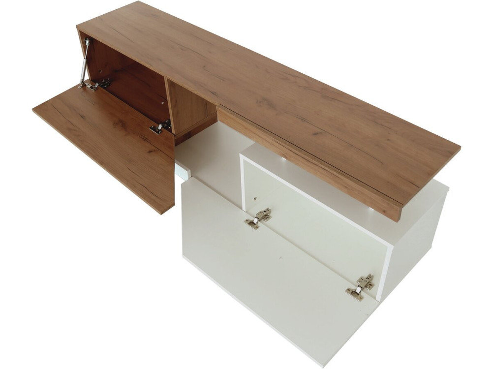 Szafka RTV „Ceelias” - 160 x 35 x 46 cm - Bialy/Ciemnobrazowy
