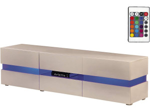 Szafka pod telewizor z podświetleniem LED „Vida” - 177 x 39 x 45 cm - Biała lakierowana