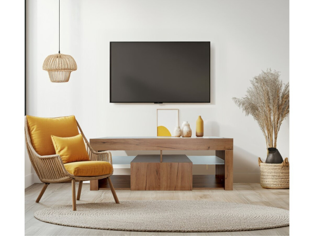 Drewniana szafka RTV "Hugo" - 140 x 40 x 50 cm - Braz