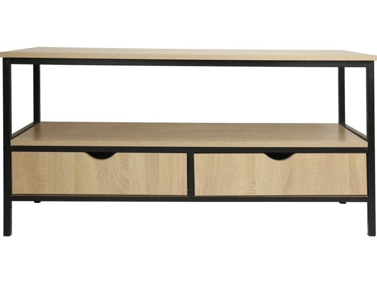 Szafka RTV w stylu industrialnym z szufladą "Detroit" - 113 x 40 x 55 cm - beżowa