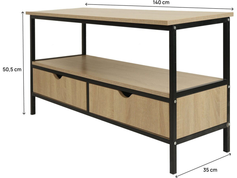 Szafka RTV w stylu industrialnym z szufladą "Detroit" - 113 x 40 x 55 cm - beżowa