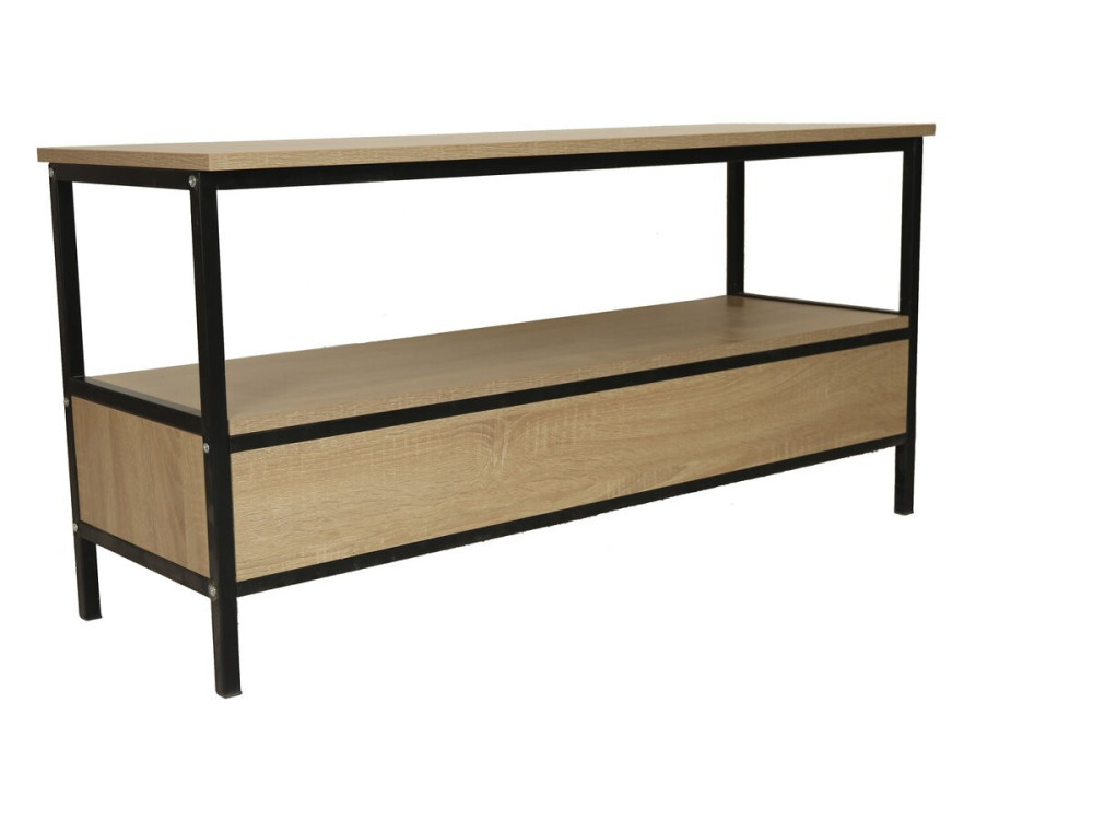 Szafka RTV w stylu industrialnym z szufladą "Detroit" - 113 x 40 x 55 cm - beżowa
