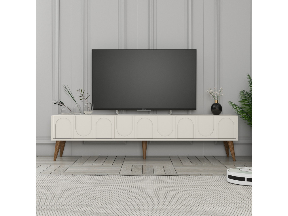 Drewniana podstawa pod telewizor "Lyon" - 180 x 35 x 44 cm - CrèmeNoix