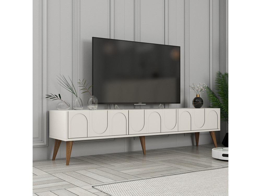 Drewniana podstawa pod telewizor "Lyon" - 180 x 35 x 44 cm - CrèmeNoix
