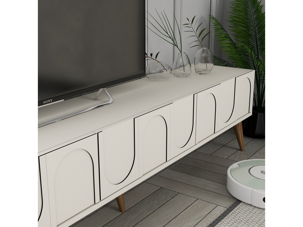 Drewniana podstawa pod telewizor "Lyon" - 180 x 35 x 44 cm - CrèmeNoix