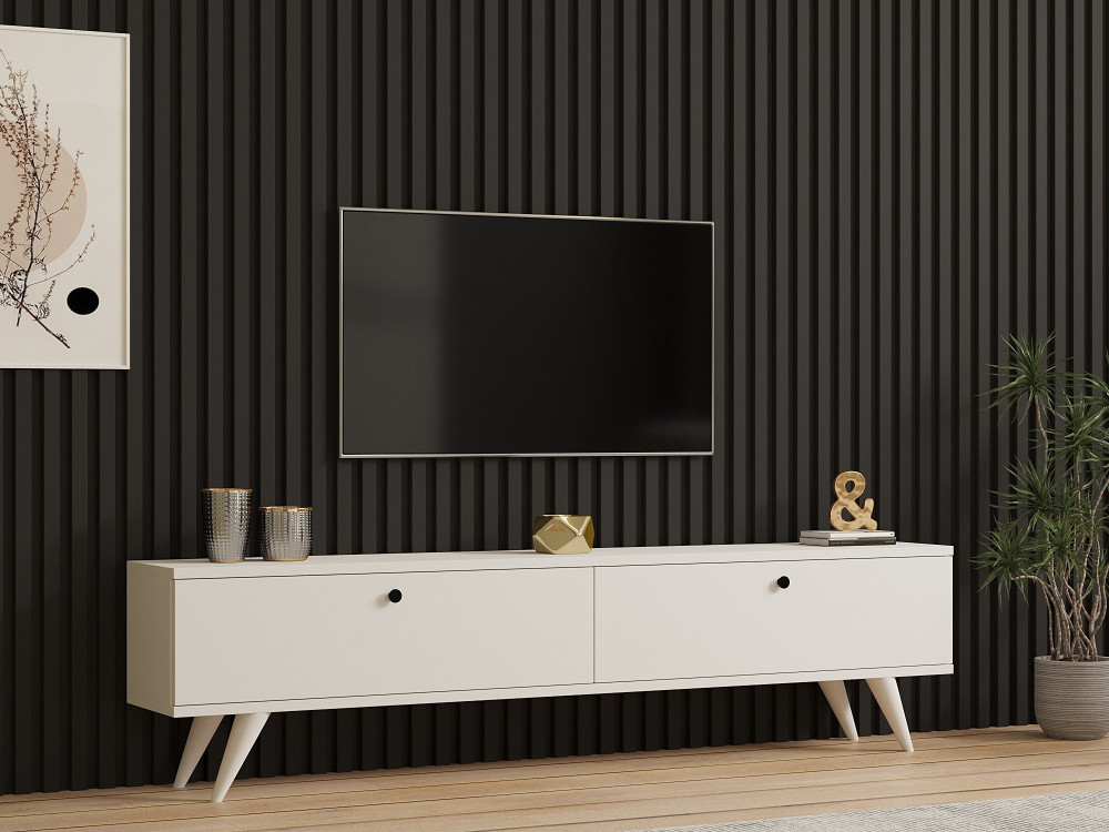 Drewniana podstawa pod telewizor "Paris" - 160 x 25 x 40 cm - Biały