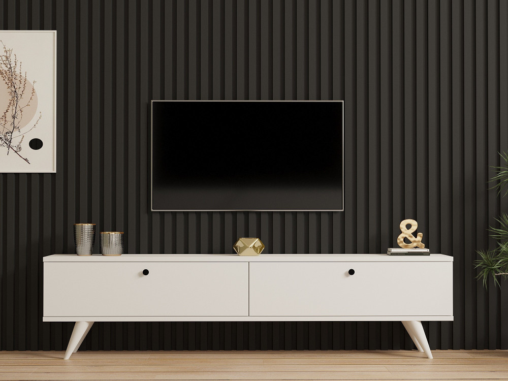 Drewniana podstawa pod telewizor "Paris" - 160 x 25 x 40 cm - Biały