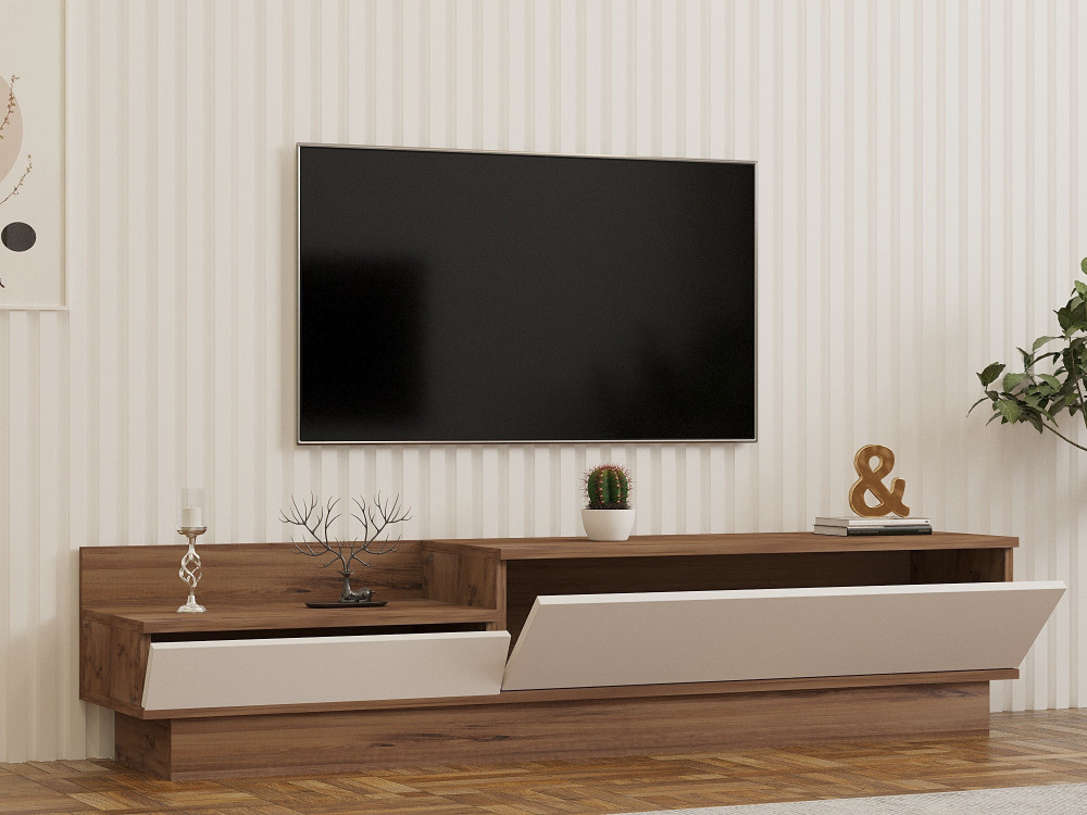 Drewniana podstawa pod telewizor "Barko" - 160 x 35 x 35 cm - sosna atlantycka-biała