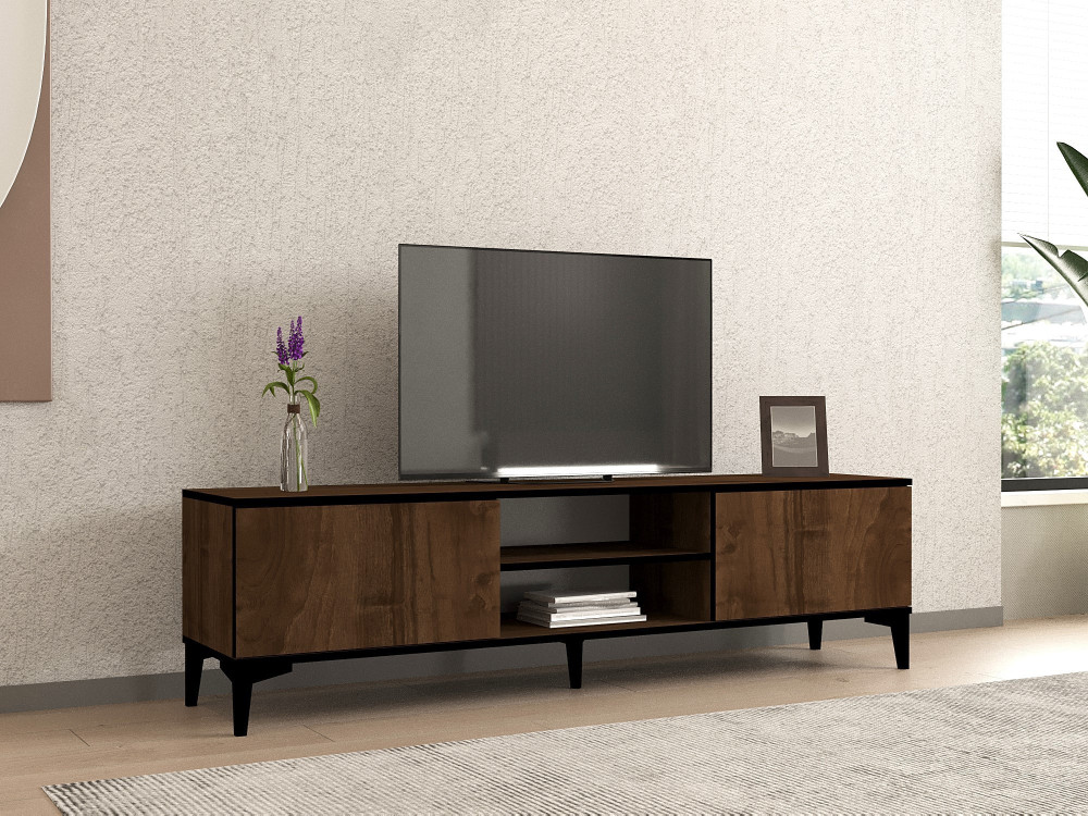 Drewniana podstawa pod telewizor "Erem" - 180 x 40 x 45 cm - orzech czarny