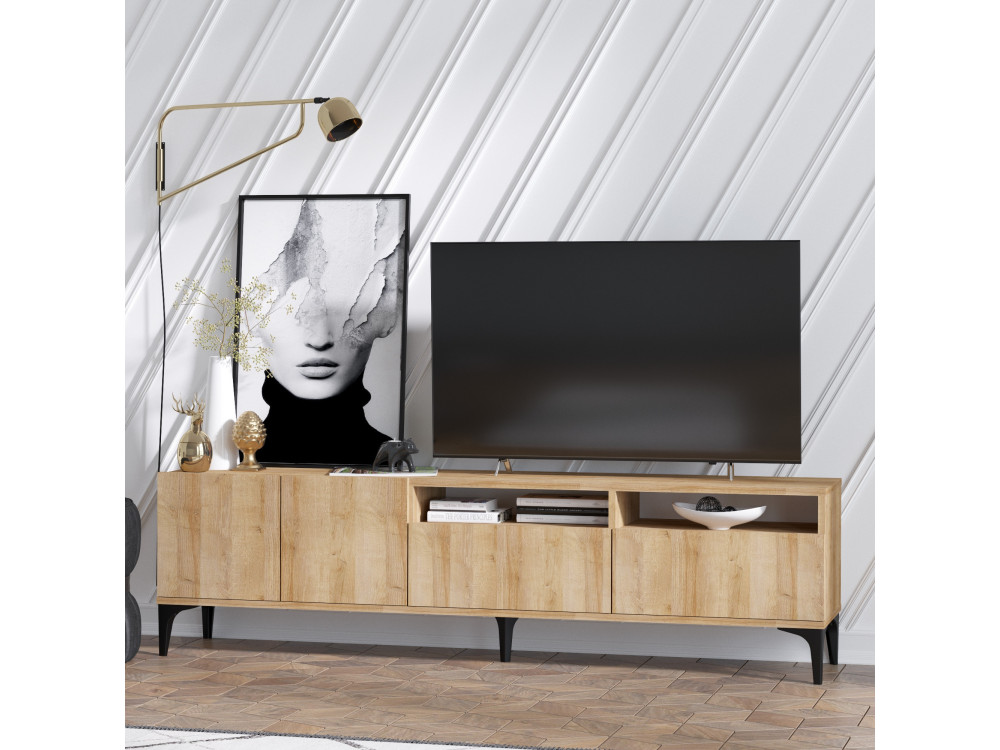 Drewniany stojak TV "Ross" - 180 x 35 x 52 cm - Dąb