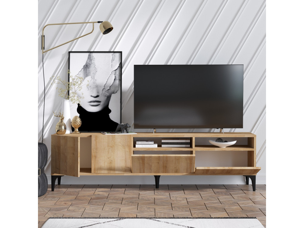 Drewniany stojak TV "Ross" - 180 x 35 x 52 cm - Dąb