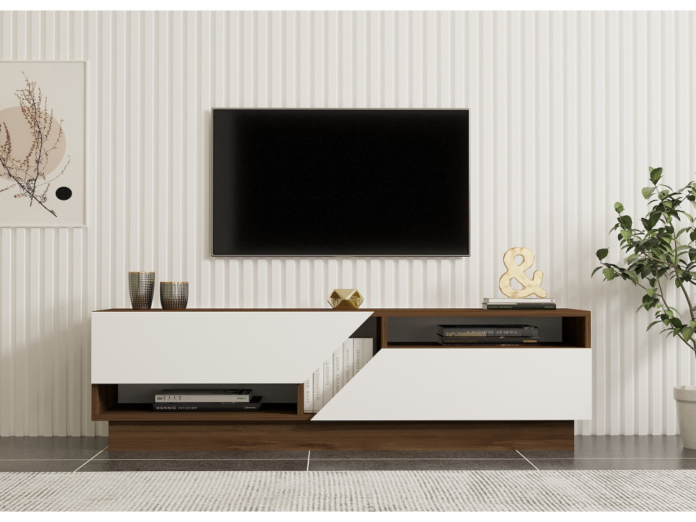 Drewniana podstawa pod telewizor "Koza" - 160 x 40 x 45 cm - OrzechBiały