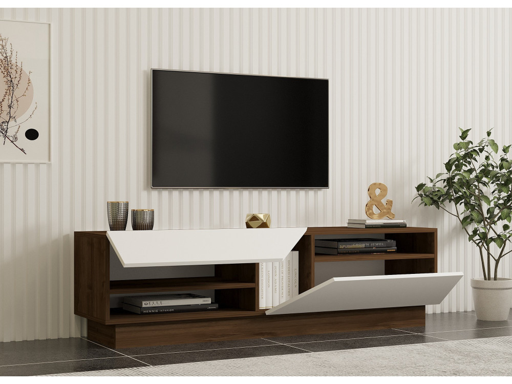 Drewniana podstawa pod telewizor "Koza" - 160 x 40 x 45 cm - OrzechBiały