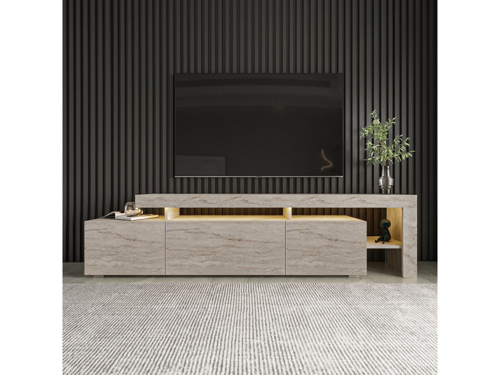Drewniana podstawa pod telewizor "Beliz" - 192 x 37 x 53 cm - trawertyn