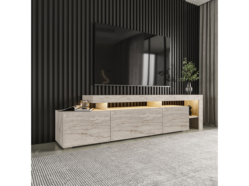 Drewniana podstawa pod telewizor "Beliz" - 192 x 37 x 53 cm - trawertyn