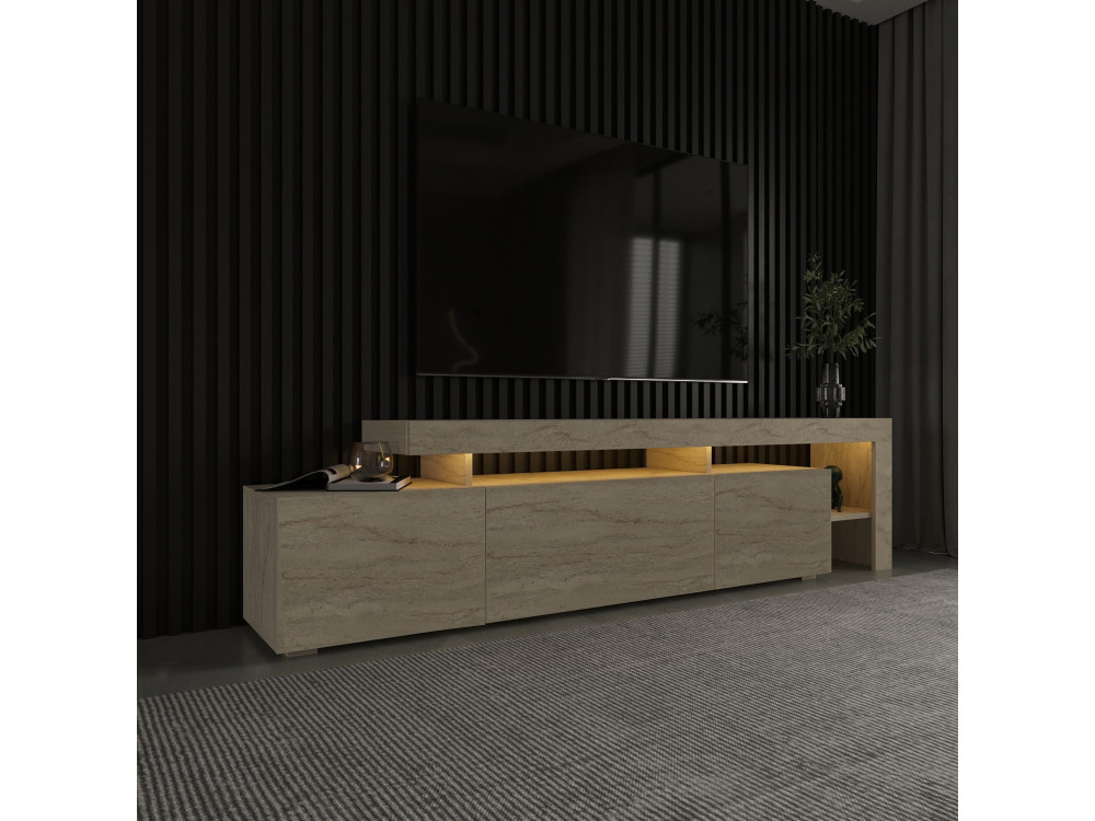 Drewniana podstawa pod telewizor "Beliz" - 192 x 37 x 53 cm - trawertyn