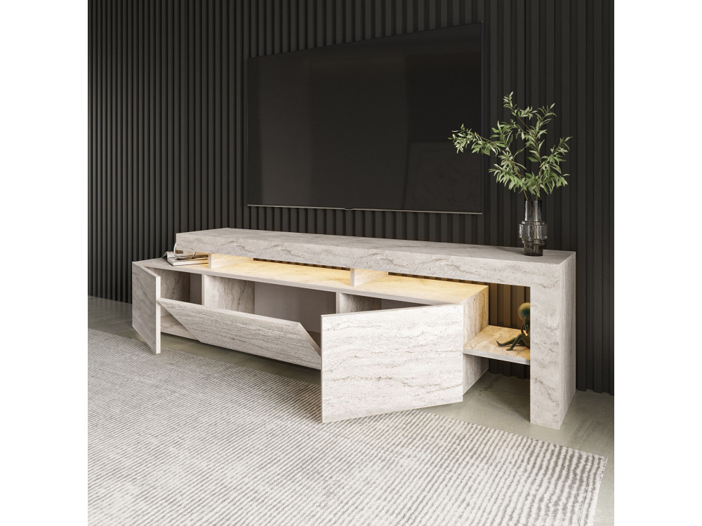Drewniana podstawa pod telewizor "Beliz" - 192 x 37 x 53 cm - trawertyn