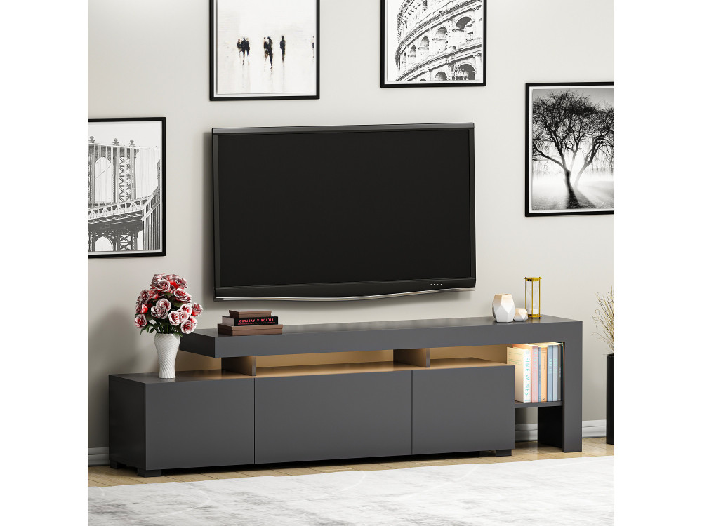 Drewniana podstawa pod telewizor "Beliz" - 192 x 37 x 53 cm - Antracyt