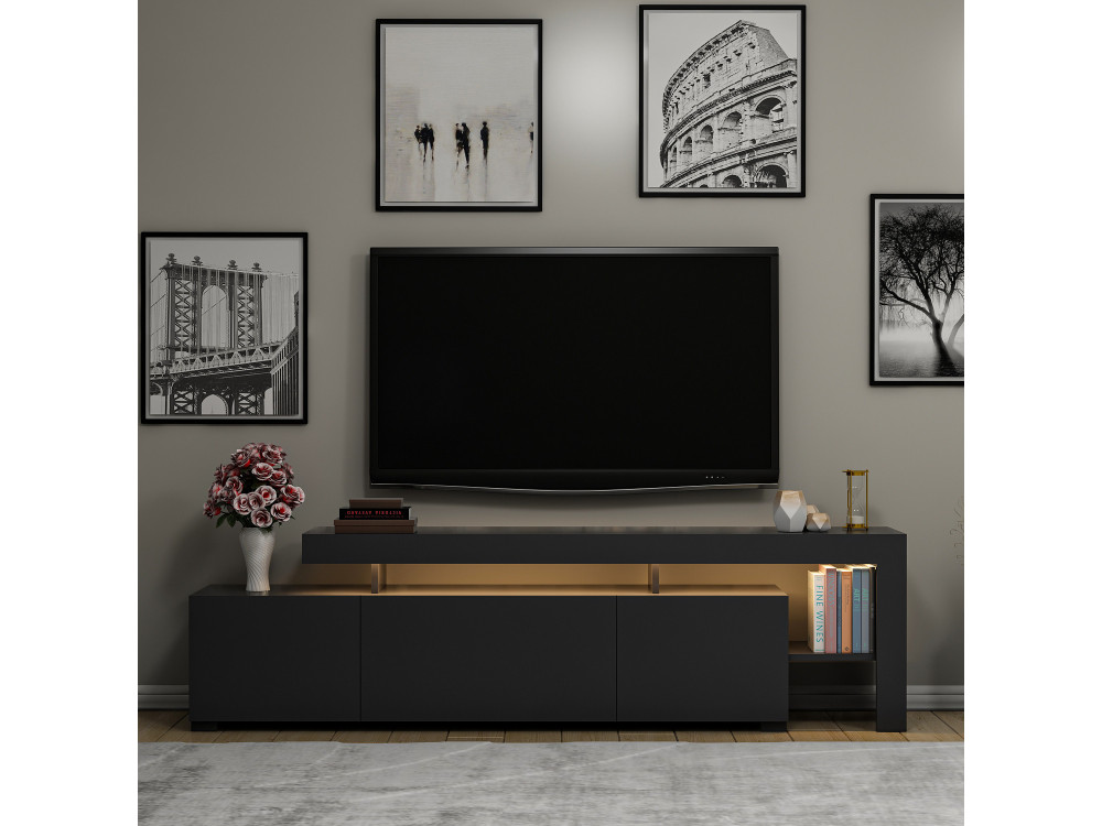 Drewniana podstawa pod telewizor "Beliz" - 192 x 37 x 53 cm - Antracyt