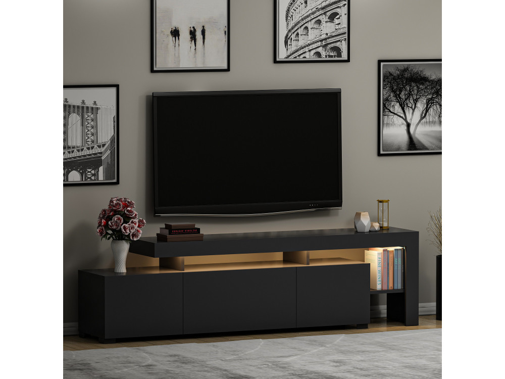 Drewniana podstawa pod telewizor "Beliz" - 192 x 37 x 53 cm - Antracyt