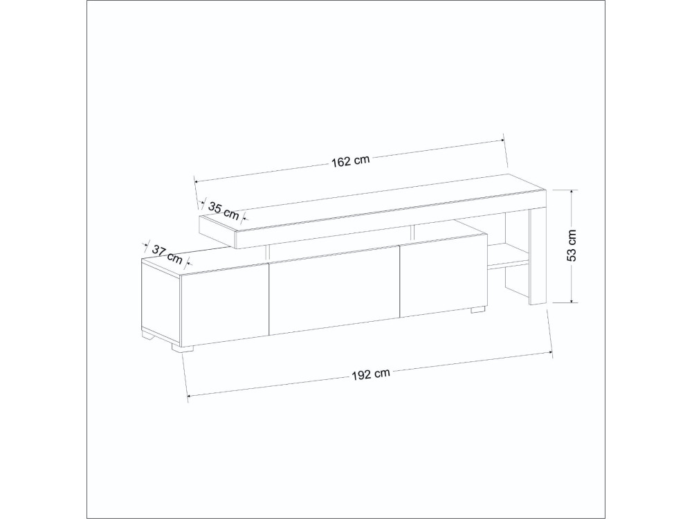 Drewniana podstawa pod telewizor "Beliz" - 192 x 37 x 53 cm - Antracyt