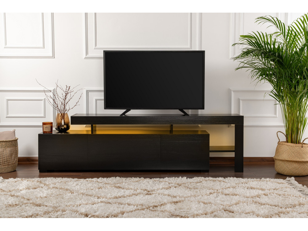 Drewniany stojak TV "Beliz" 192 x 37 x 53 cm - Czarne drewno