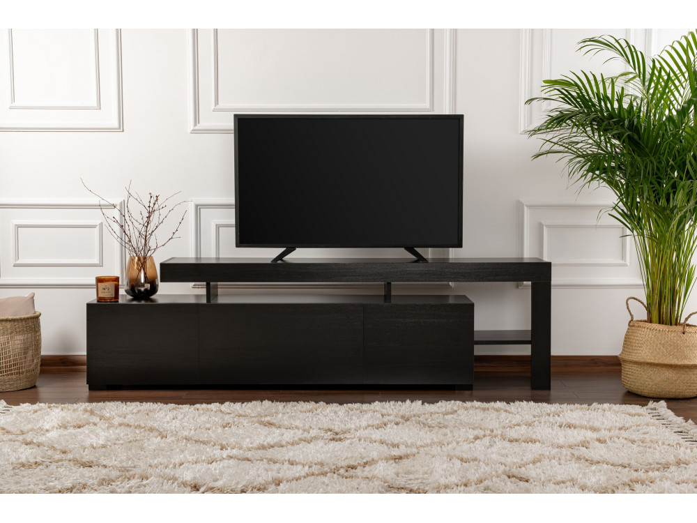 Drewniany stojak TV "Beliz" 192 x 37 x 53 cm - Czarne drewno