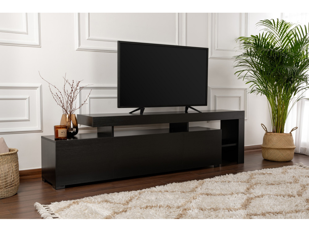 Drewniany stojak TV "Beliz" 192 x 37 x 53 cm - Czarne drewno