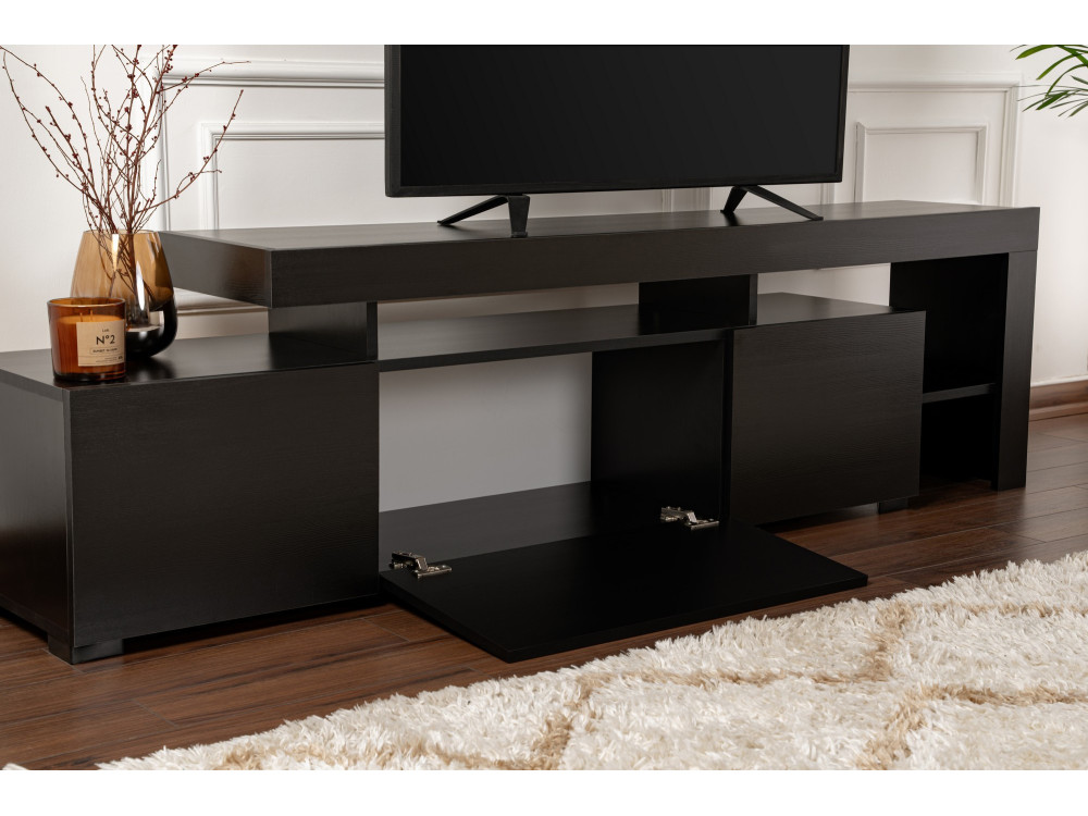 Drewniany stojak TV "Beliz" 192 x 37 x 53 cm - Czarne drewno
