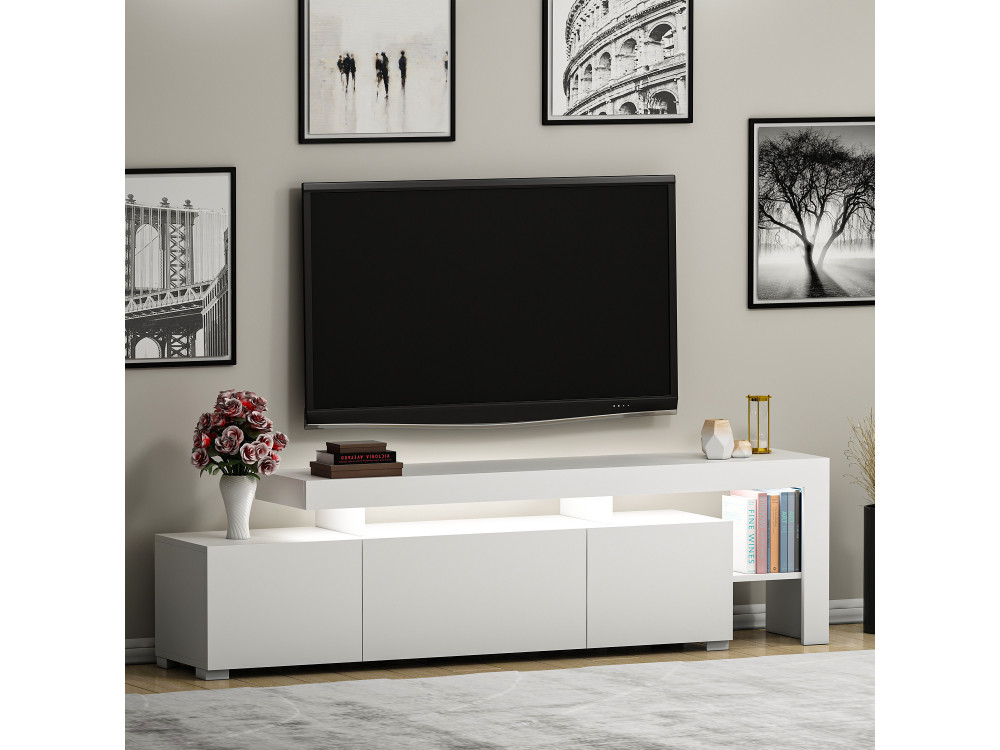 Drewniany stojak TV "Beliz" 192 x 37 x 53 cm - Biały